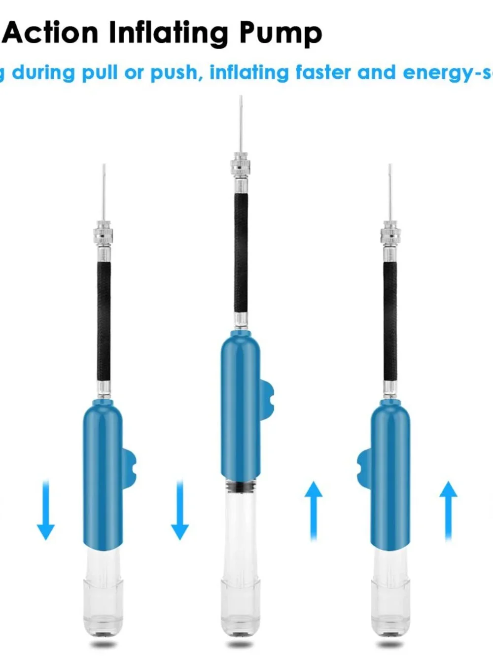 BROTOU Ball Pump, Dual Action Inflate Air Pump with 3 Needles and 2 Nozzles for
